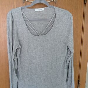 Soho Heather Gray Long Sleeve Top